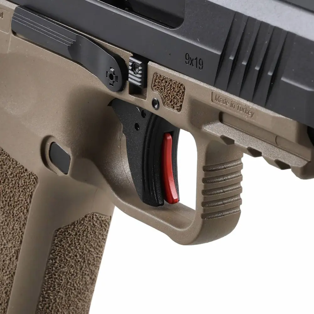 Pistolet Canik METE MC9 LS FDE mechanizm spustowy Single Action i powłoka Cerakote